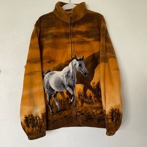 Wildkind equestrian wild horses fleece zip up sweater
